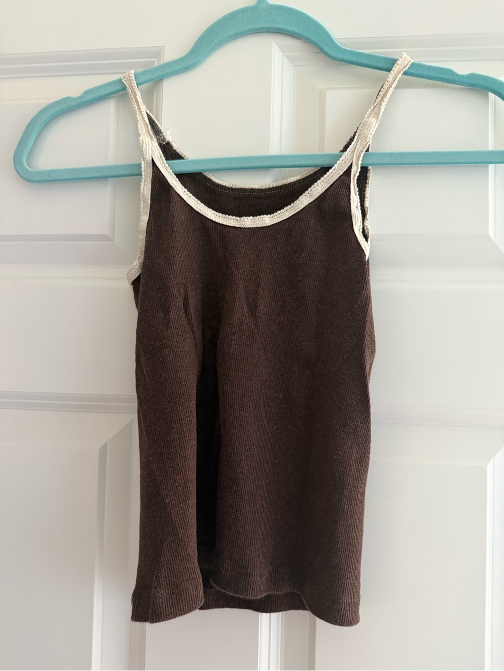 Brandy Melville Brown Tank with Lace Trim